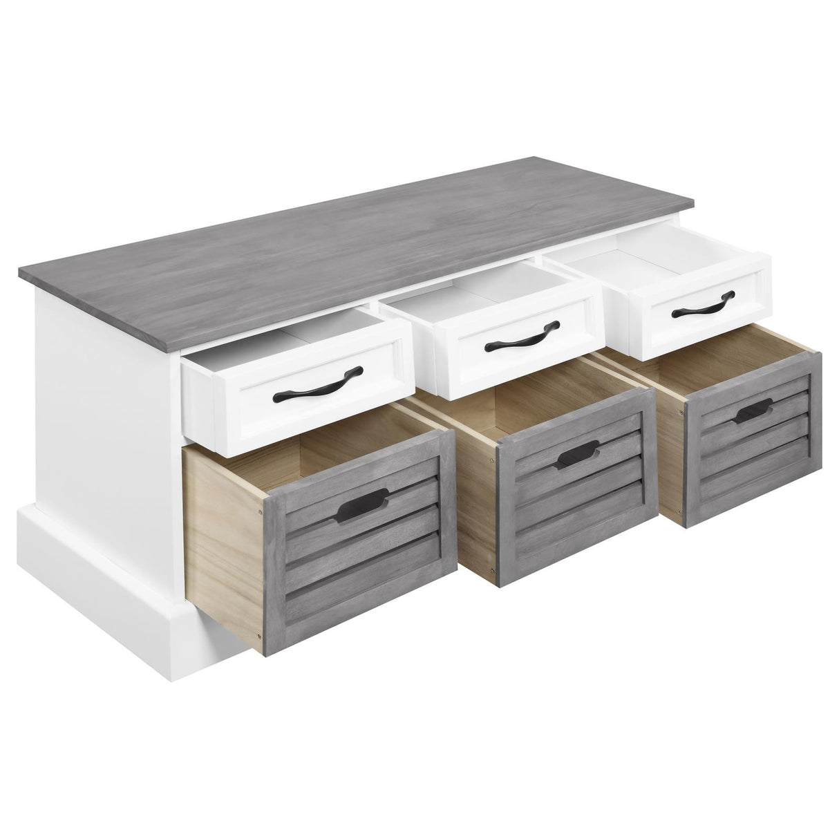 Alma White/Weathered Grey 3-Drawer Storage Bench from Coaster - Luna Furniture