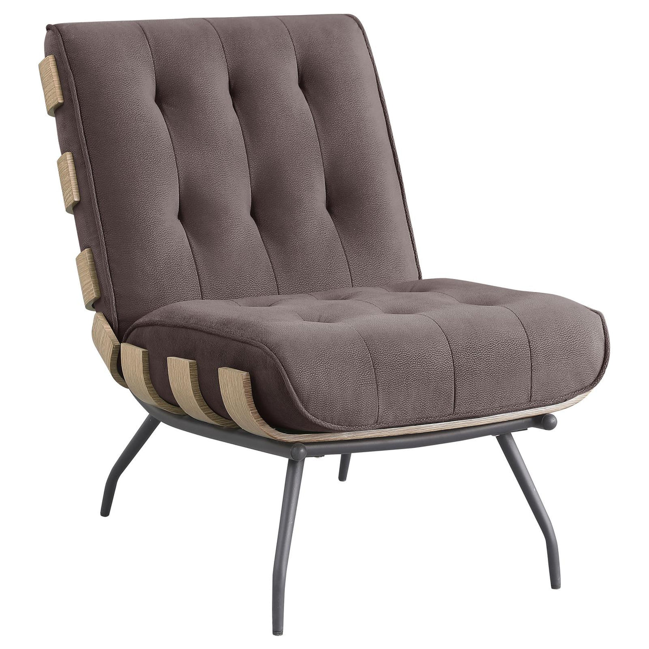 Aloma Dark Brown Armless Tufted Accent Chair from Coaster - Luna Furniture