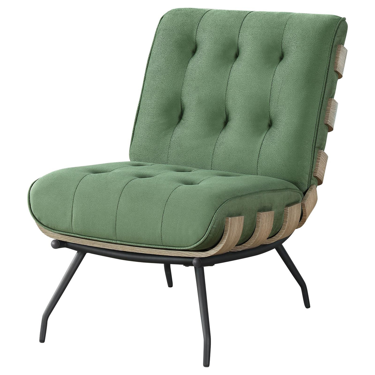 Aloma Armless Tufted Accent Chair Green - 907502 - Luna Furniture