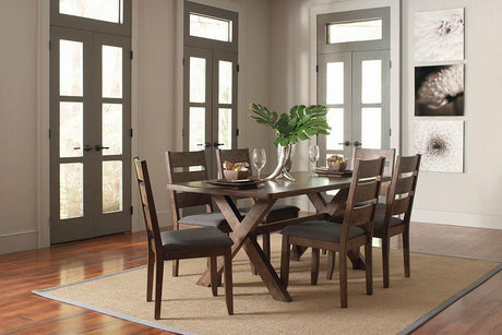 Alston 7-piece Rectangular Dining Set Knotty Nutmeg and Grey - 106381-S7 - Luna Furniture