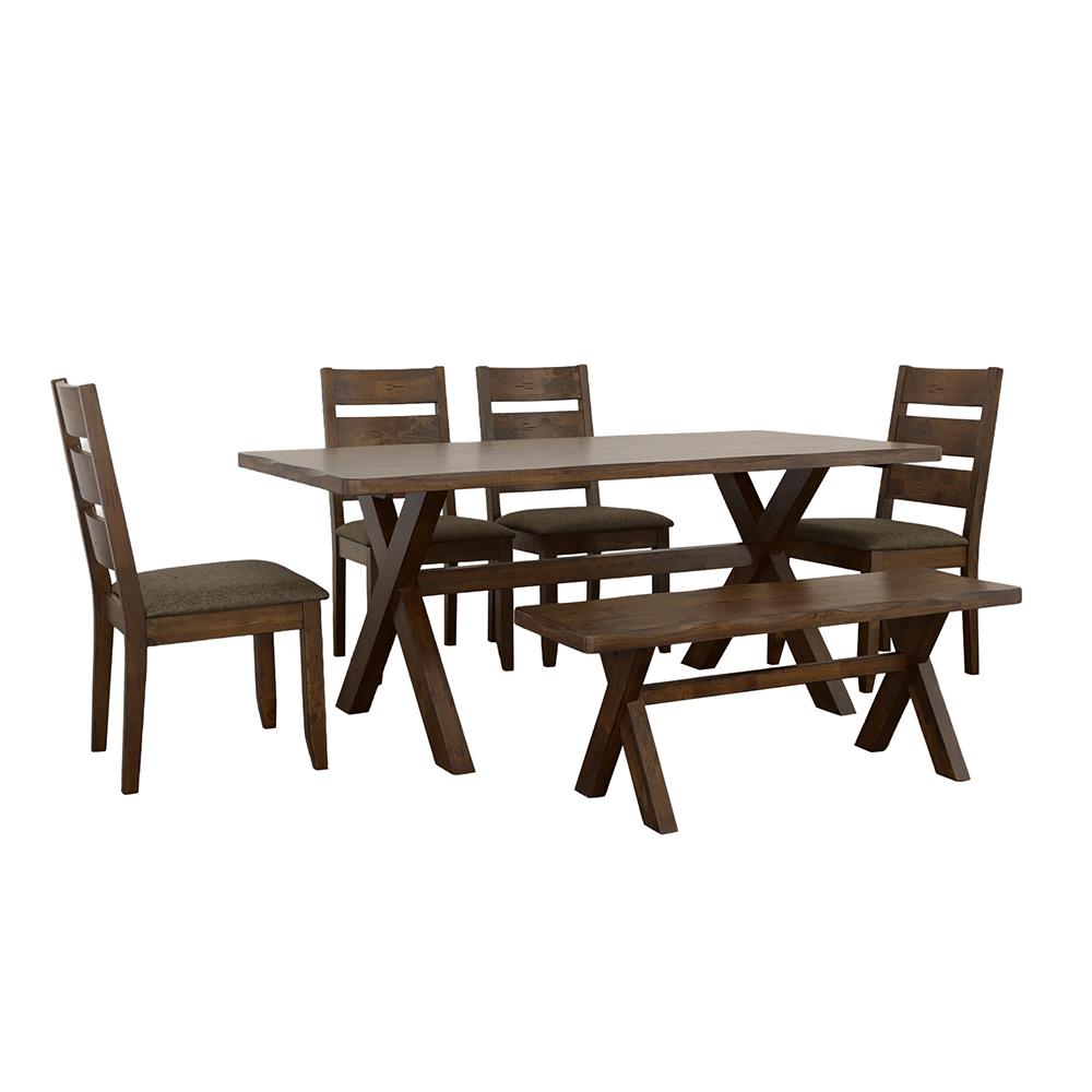 Alston Knotty Nutmeg/Gray 6-Piece Dining Set from Coaster - Luna Furniture