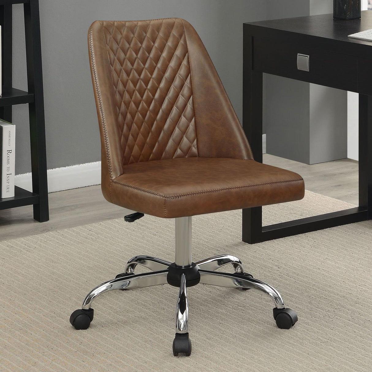 Althea Brown/Chrome Upholstered Tufted Back Office Chair from Coaster - Luna Furniture