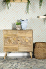 Alyssum Natural Checkered Pattern 2-Door Accent Cabinet from Coaster - Luna Furniture