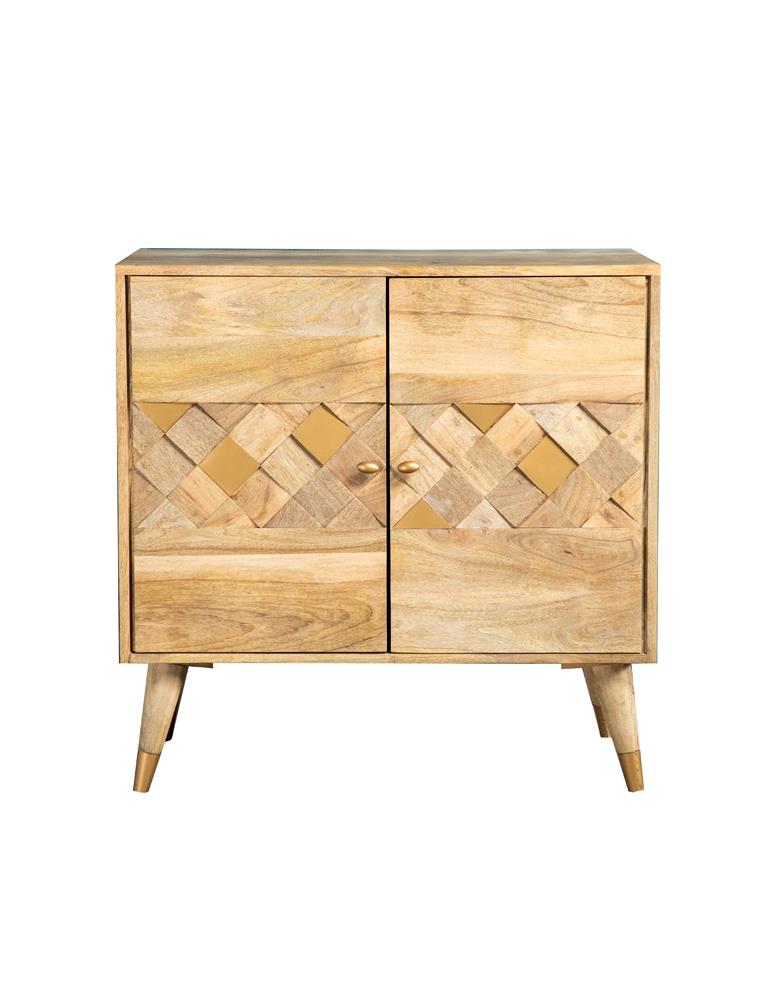 Alyssum Natural Checkered Pattern 2-Door Accent Cabinet from Coaster - Luna Furniture