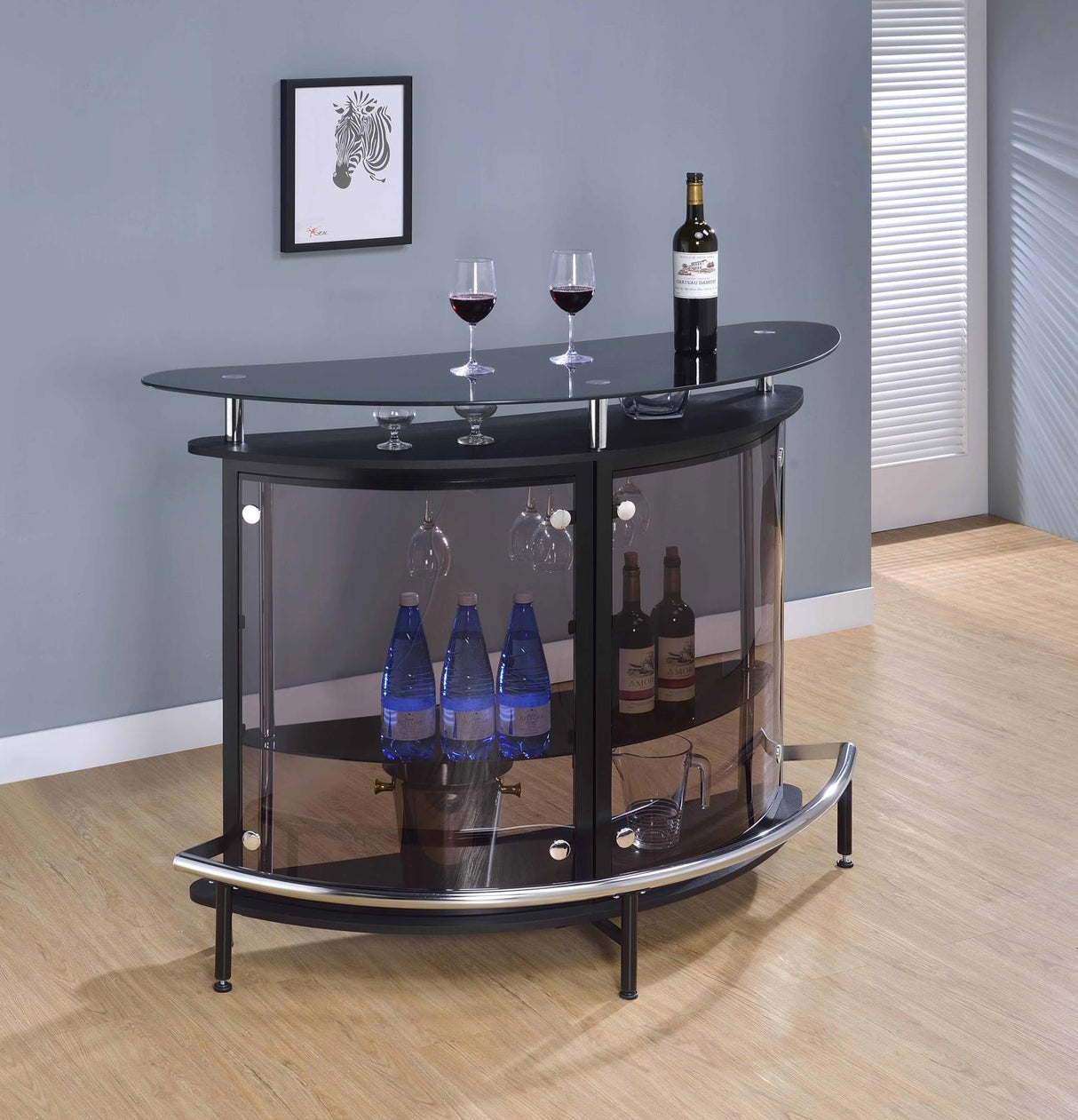 Amarillo Black/Chrome 2-Tier Bar Unit from Coaster - Luna Furniture