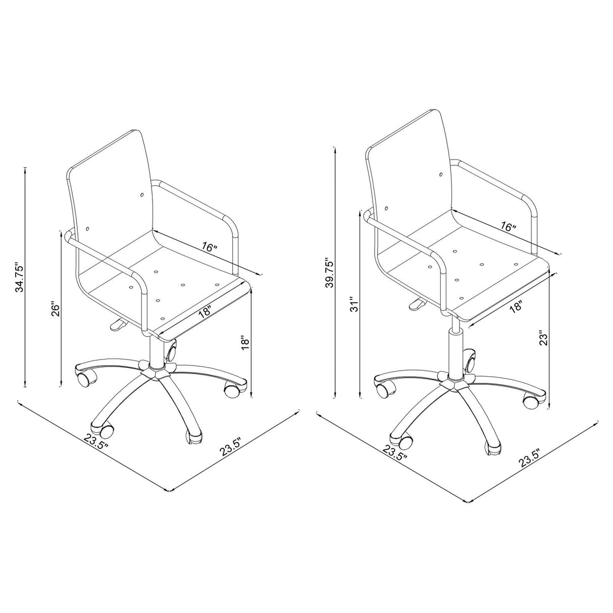 Amaturo Clear/Chrome Office Chair with Casters from Coaster - Luna Furniture