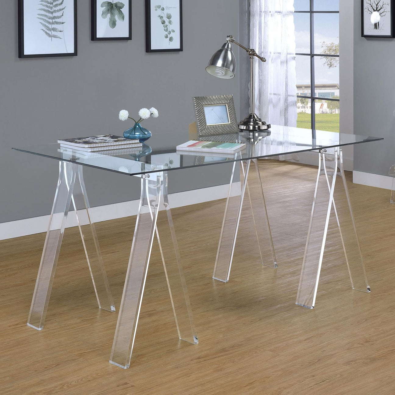 Amaturo Clear Writing Desk with Glass Top from Coaster - Luna Furniture