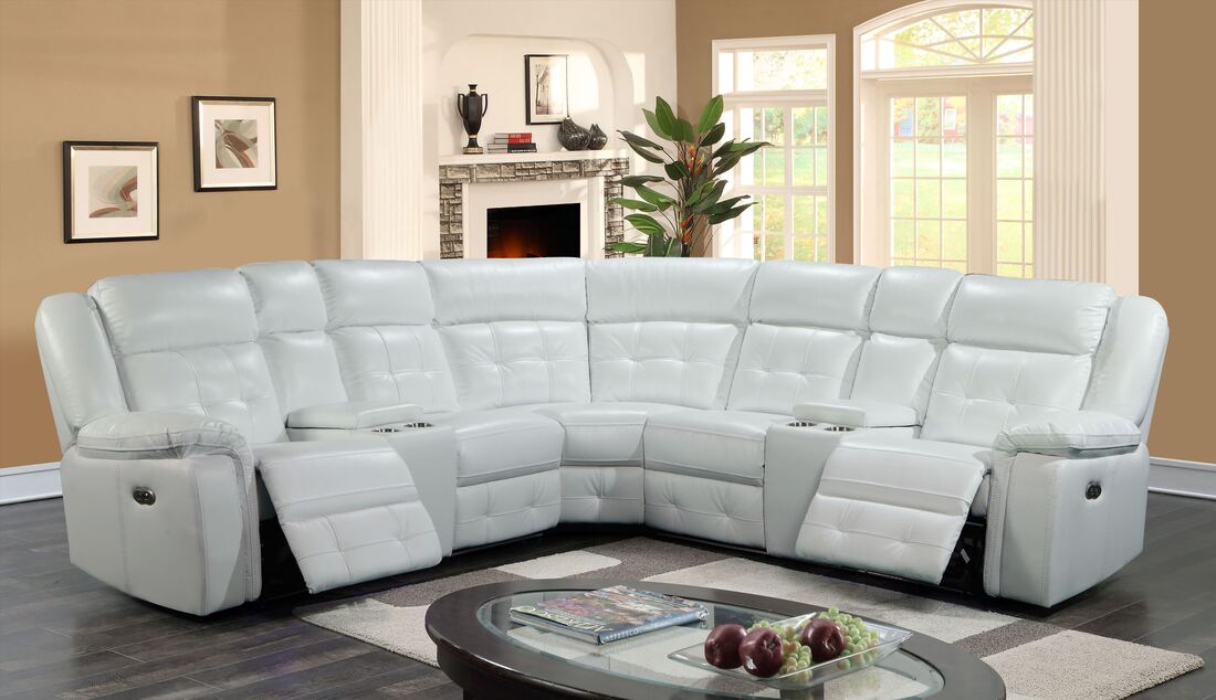 Amazon White Power Reclining Sectional - Luna Furniture