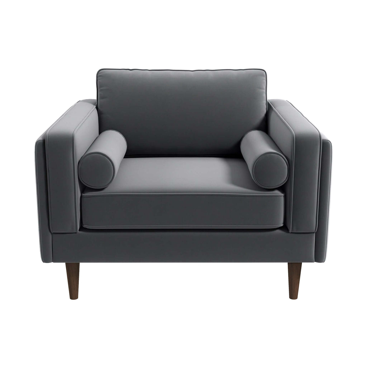 Amber Grey Velvet Lounge Chair - AFC01897 - Luna Furniture