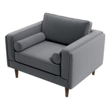 Amber Grey Velvet Lounge Chair - AFC01897 - Luna Furniture