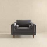 Amber Grey Velvet Lounge Chair - AFC01897 - Luna Furniture