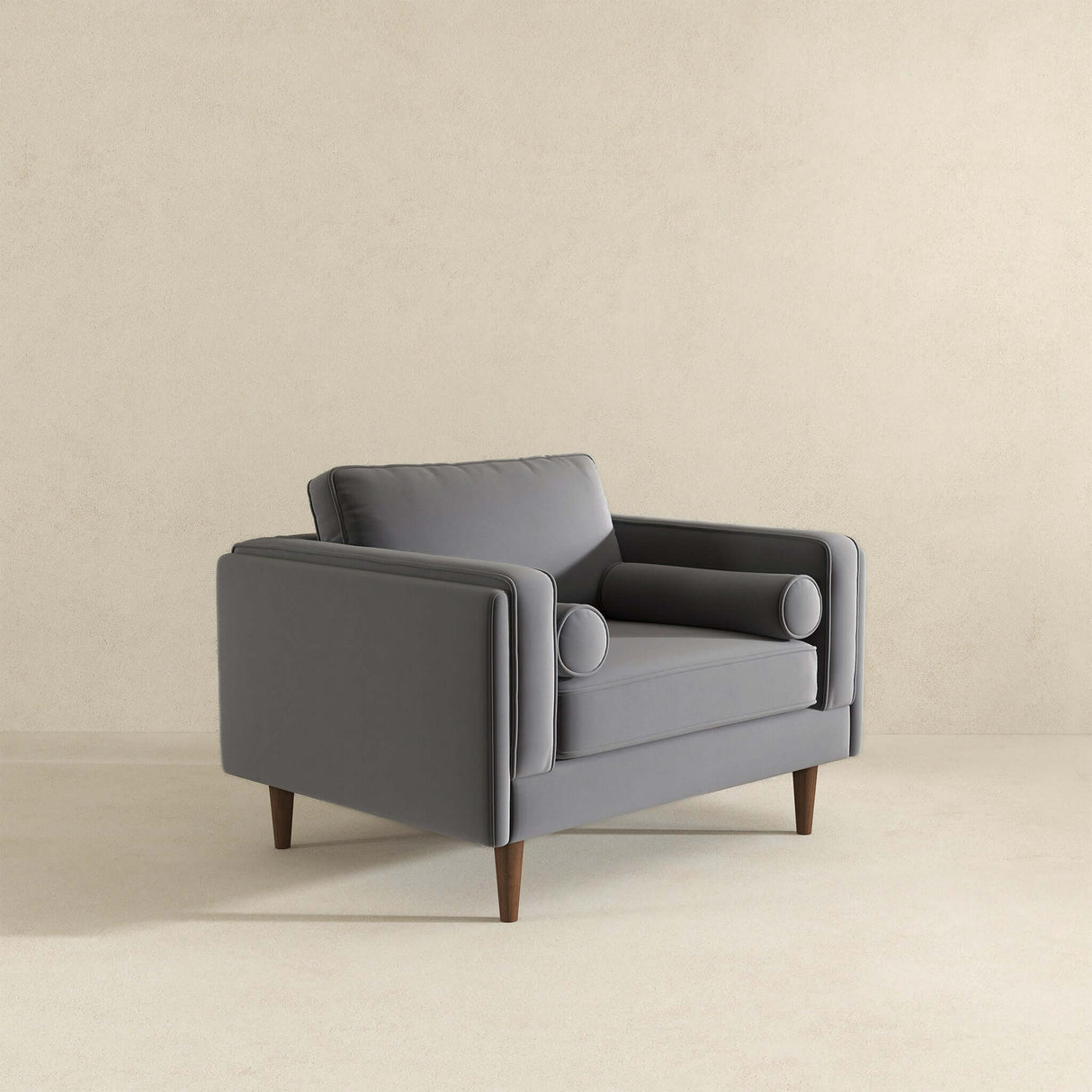 Amber Grey Velvet Lounge Chair - AFC01897 - Luna Furniture