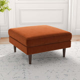 Amber Mid-Century Modern Square Upholstered Ottoman Burnt Orange Velvet - AFC00155 - Luna Furniture