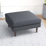 Amber Mid-Century Modern Square Upholstered Ottoman Dark Yellow Velvet - AFC00332 - Luna Furniture