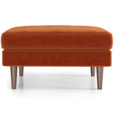 Amber Mid-Century Modern Square Upholstered Ottoman Dark Yellow Velvet - AFC00332 - Luna Furniture