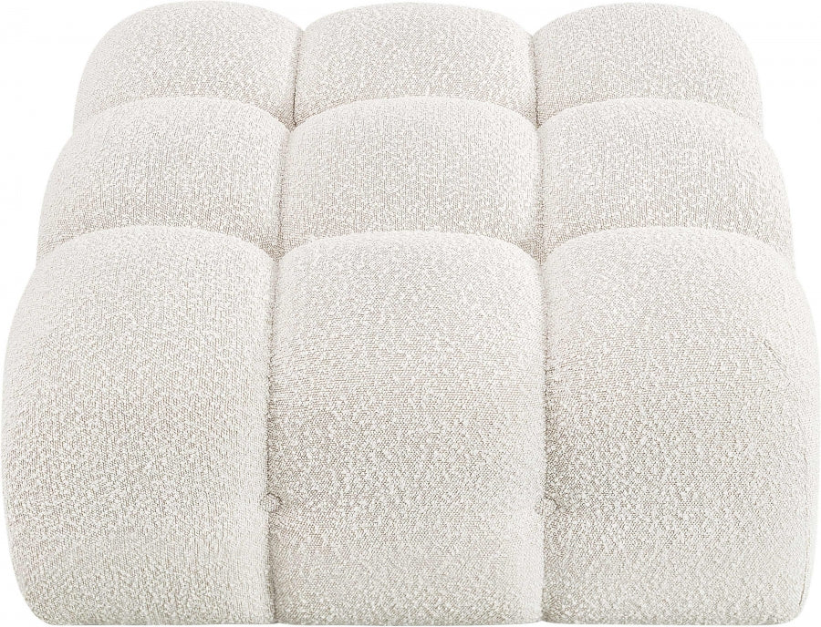 Ames Boucle Fabric Ottoman Cream from Meridian - Luna Furniture