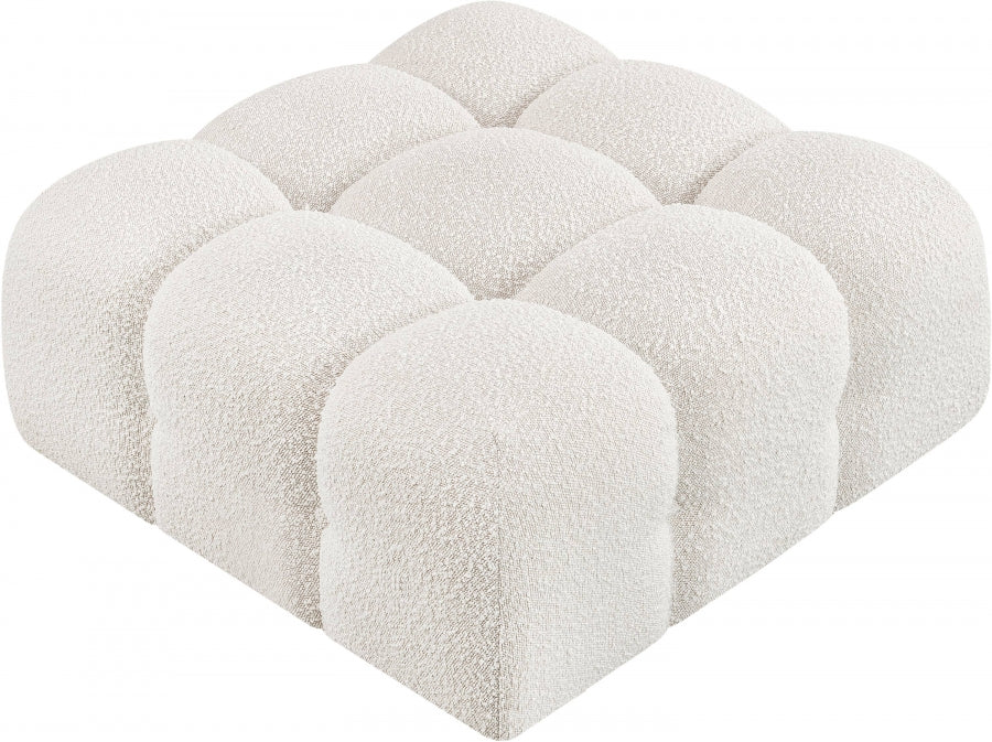 Ames Boucle Fabric Ottoman Cream from Meridian - Luna Furniture