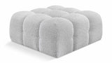 Ames Boucle Fabric Ottoman Grey from Meridian - Luna Furniture