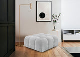 Ames Boucle Fabric Ottoman Grey from Meridian - Luna Furniture