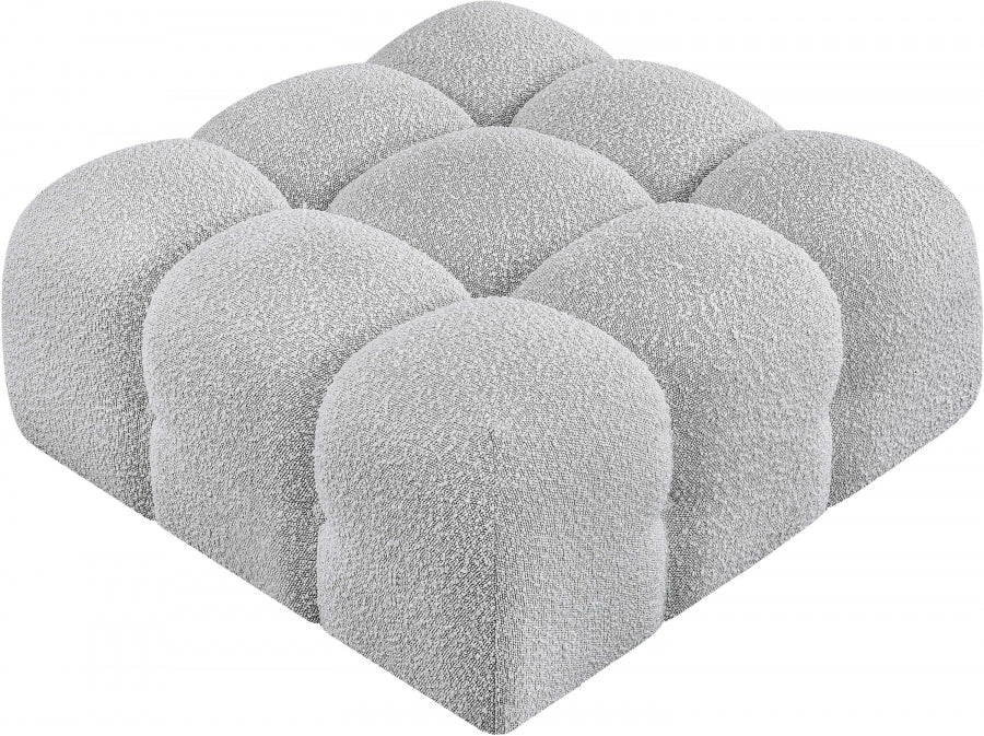 Ames Boucle Fabric Ottoman Grey from Meridian - Luna Furniture