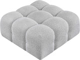 Ames Boucle Fabric Ottoman Grey from Meridian - Luna Furniture