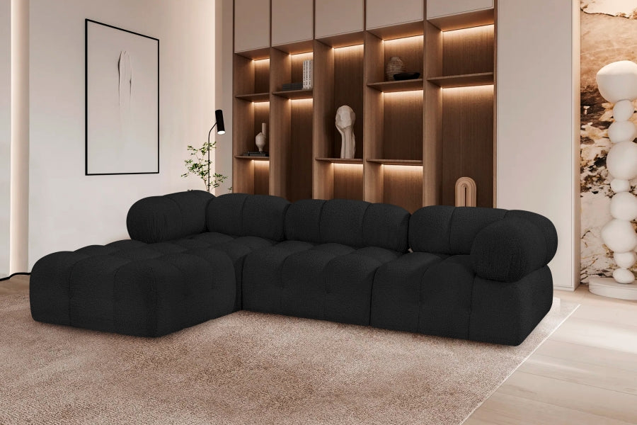 Ames Boucle Fabric Sectional Black from Meridian - Luna Furniture