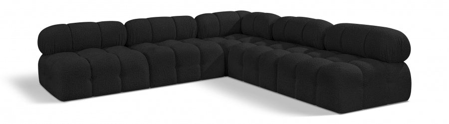 Ames Boucle Fabric Sectional Black from Meridian - Luna Furniture