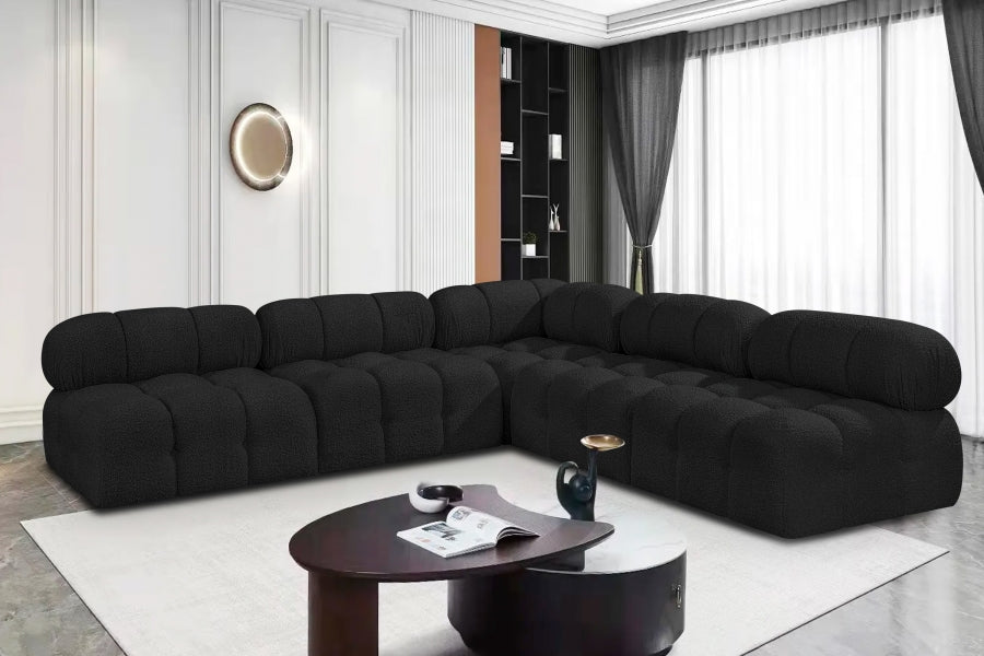 Ames Boucle Fabric Sectional Black from Meridian - Luna Furniture