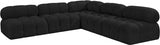 Ames Boucle Fabric Sectional Black from Meridian - Luna Furniture