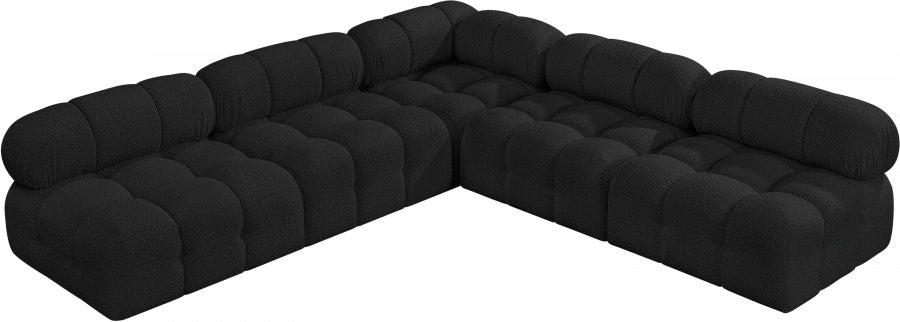 Ames Boucle Fabric Sectional Black from Meridian - Luna Furniture