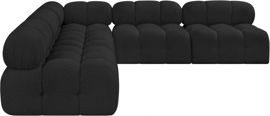 Ames Boucle Fabric Sectional Black from Meridian - Luna Furniture