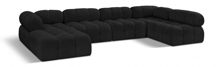 Ames Boucle Fabric Sectional Black from Meridian - Luna Furniture