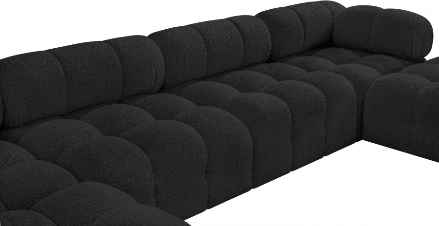 Ames Boucle Fabric Sectional Black from Meridian - Luna Furniture