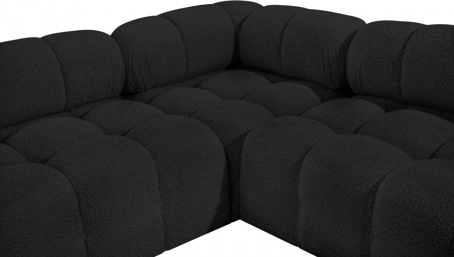 Ames Boucle Fabric Sectional Black from Meridian - Luna Furniture