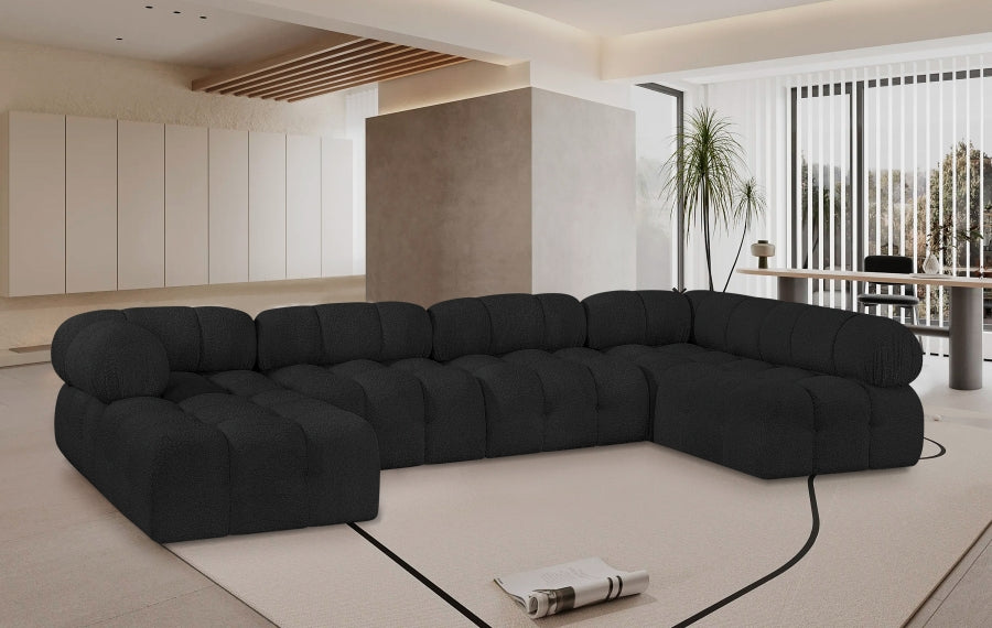 Ames Boucle Fabric Sectional Black from Meridian - Luna Furniture