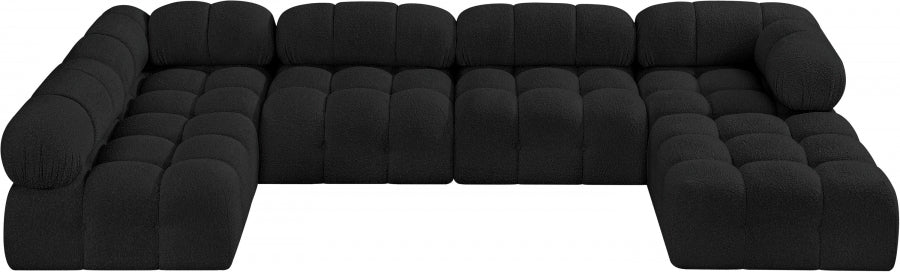 Ames Boucle Fabric Sectional Black from Meridian - Luna Furniture