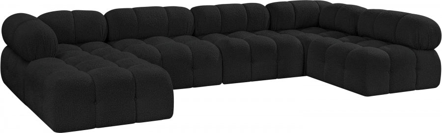 Ames Boucle Fabric Sectional Black from Meridian - Luna Furniture