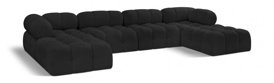 Ames Boucle Fabric Sectional Black from Meridian - Luna Furniture