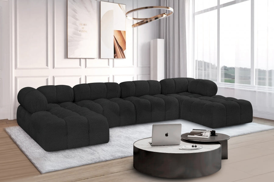 Ames Boucle Fabric Sectional Black from Meridian - Luna Furniture