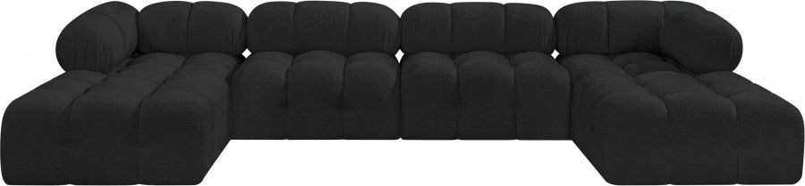 Ames Boucle Fabric Sectional Black from Meridian - Luna Furniture