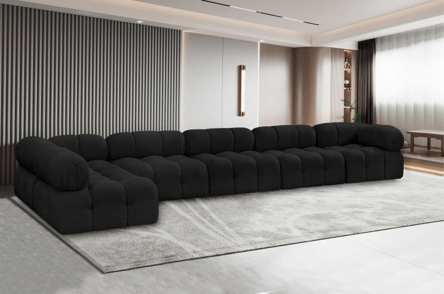 Ames Boucle Fabric Sectional Black from Meridian - Luna Furniture