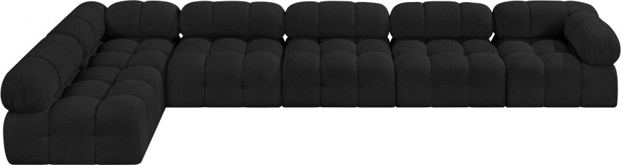 Ames Boucle Fabric Sectional Black from Meridian - Luna Furniture