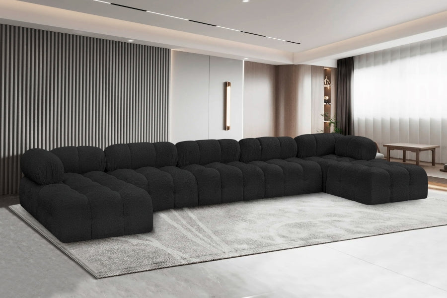 Ames Boucle Fabric Sectional Black from Meridian - Luna Furniture