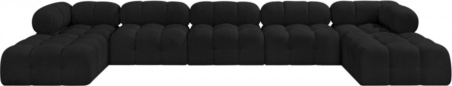 Ames Boucle Fabric Sectional Black from Meridian - Luna Furniture