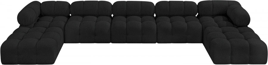 Ames Boucle Fabric Sectional Black from Meridian - Luna Furniture