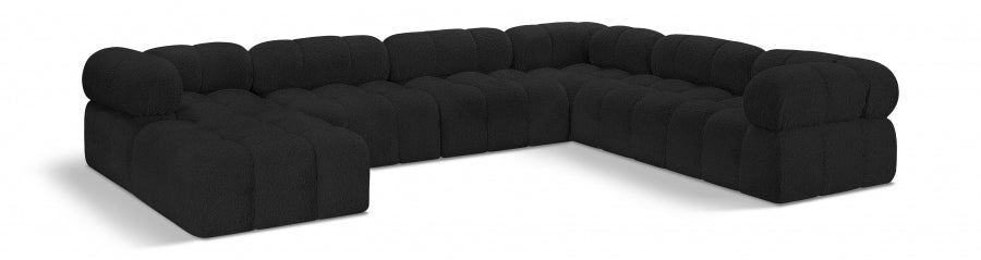 Ames Boucle Fabric Sectional Black from Meridian - Luna Furniture