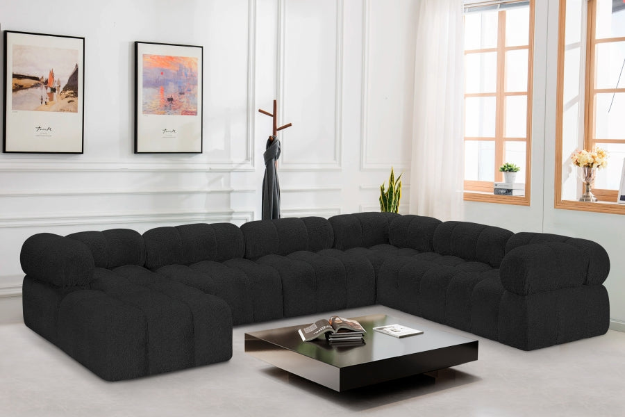 Ames Boucle Fabric Sectional Black from Meridian - Luna Furniture