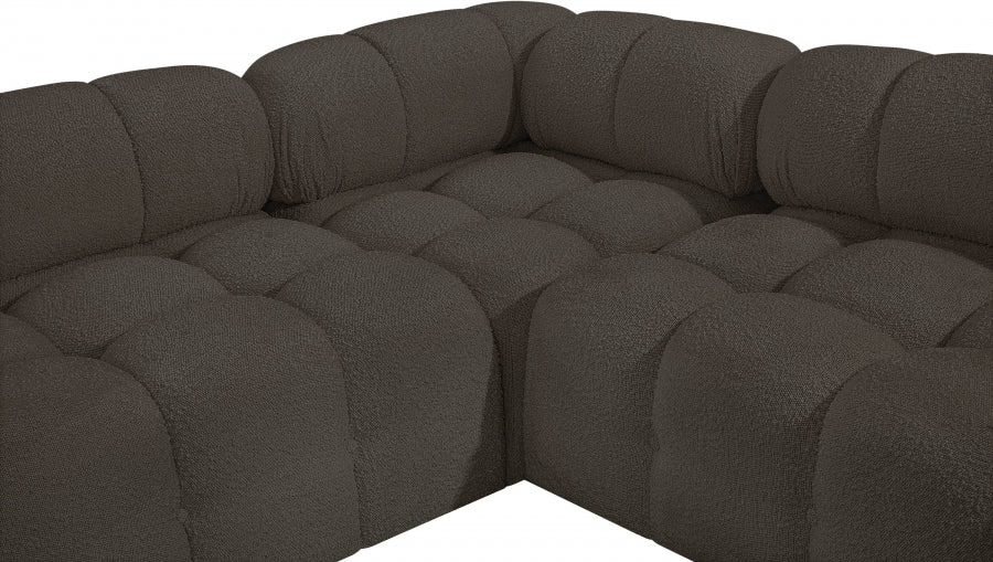 Ames Boucle Fabric Sectional Brown from Meridian - Luna Furniture