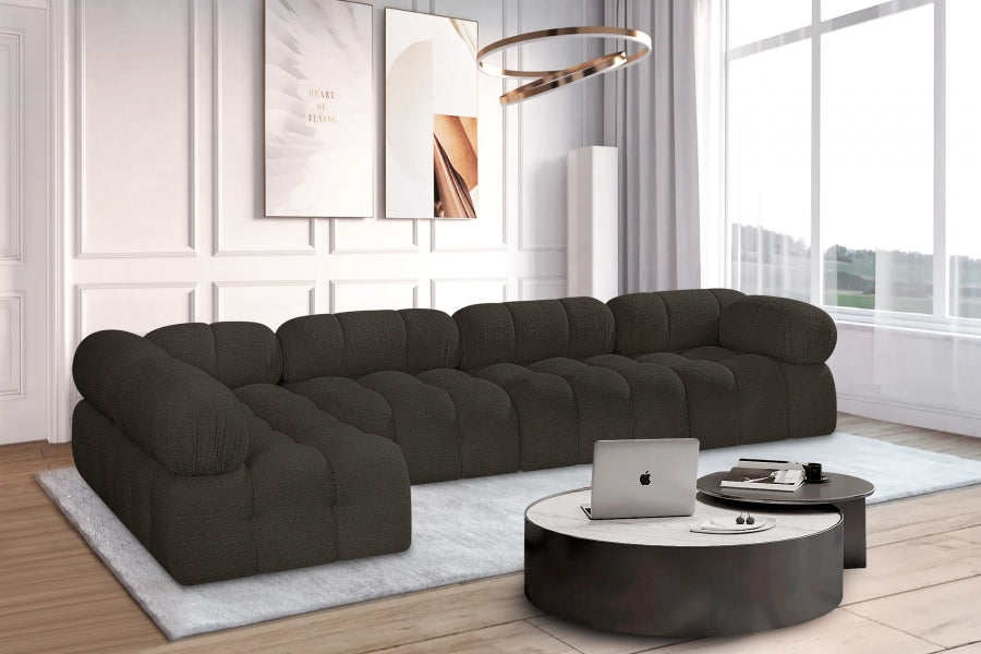 Ames Boucle Fabric Sectional Brown from Meridian - Luna Furniture