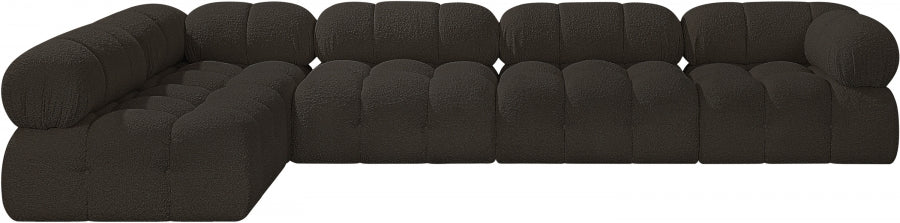 Ames Boucle Fabric Sectional Brown from Meridian - Luna Furniture